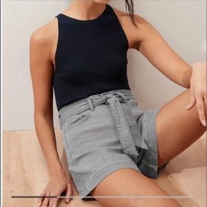 Banana Republic Petite Tie-Waist Grey Denim Short